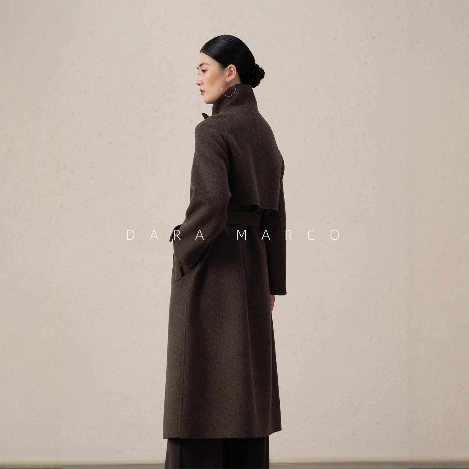 Double-Sided Cashmere Smoke Pipe Collar Trench Coat – Autumn Winter