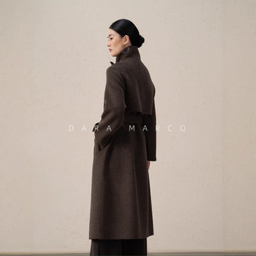Double-Sided Cashmere Smoke Pipe Collar Trench Coat – Autumn Winter