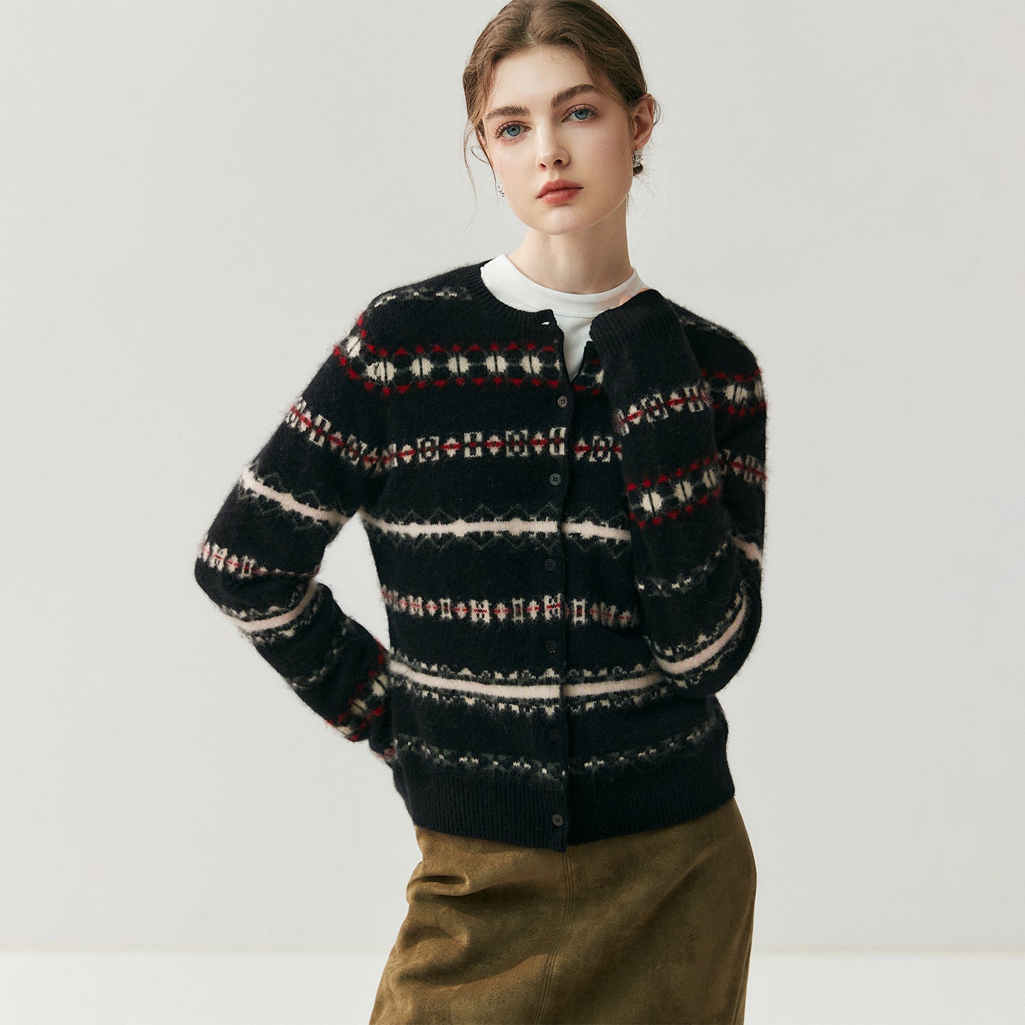 Fair Isle Cashmere Cardigan — Soft, Warm & Nordic-Inspired Knit - Sainiya Eco Wear