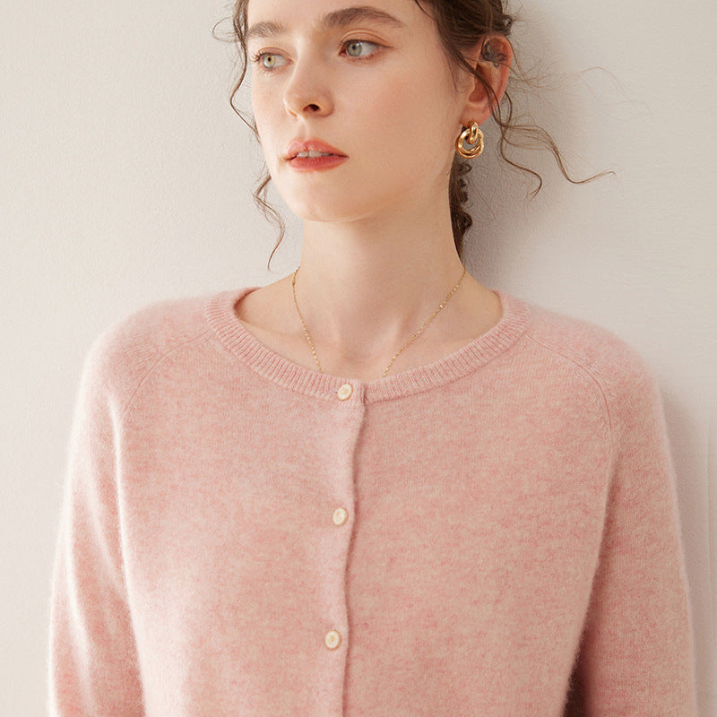 Cashmere Cardigan – Women’s 100% Pure Cashmere Round Neck Sweater Jacket