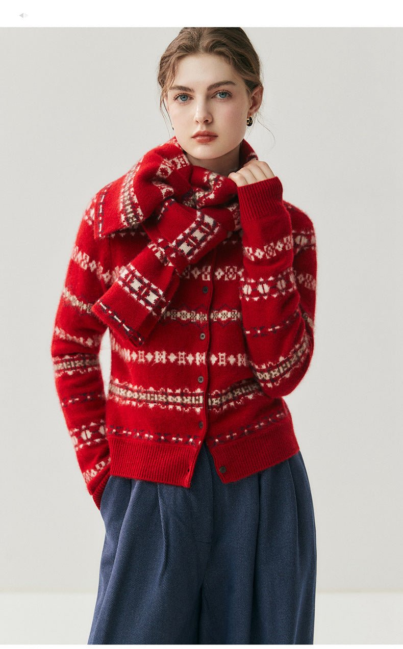Fair Isle Cashmere Cardigan — Soft, Warm & Nordic-Inspired Knit - Sainiya Eco Wear