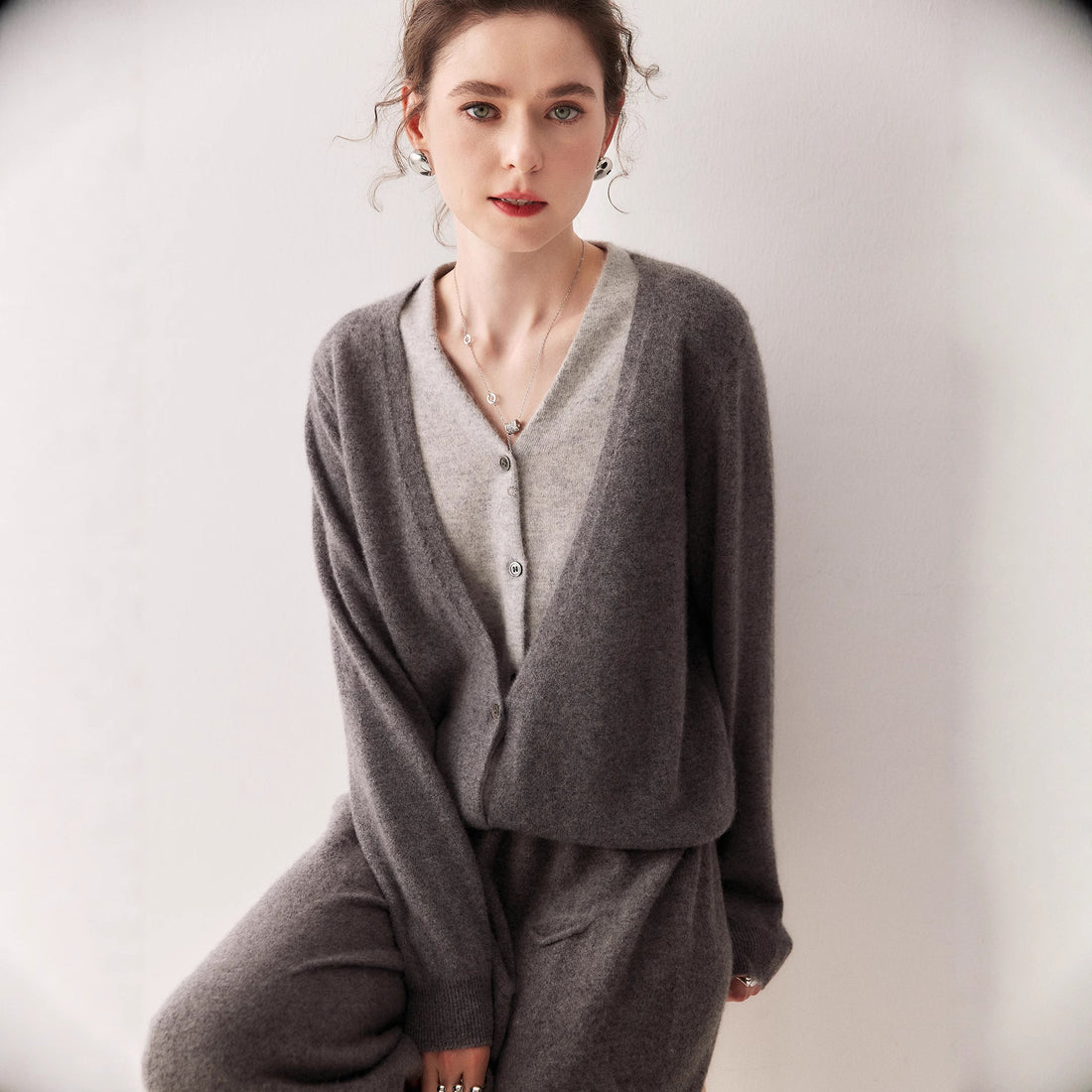 Soft Cashmere Cardigan – 100% Pure Cashmere French Two-Piece Look - Sainiya Eco Wear