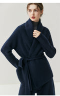 Lux Cashmere Coat~Belted Turn-Down Collar Soft Bathrobe Cardigan - Sainiya Eco Wear