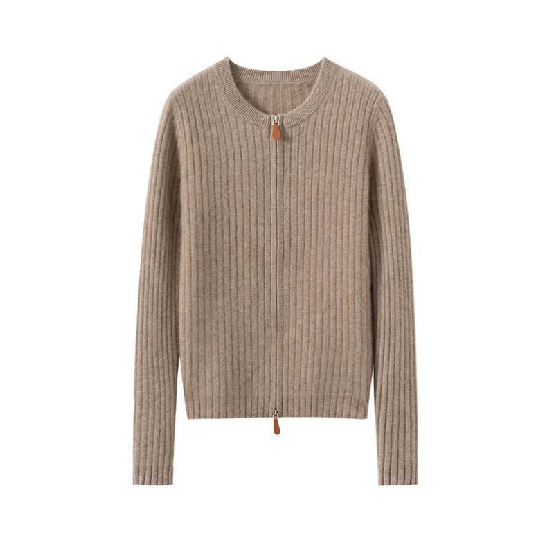 Cashmere Cardigan – 100% Pure Cashmere Double-Zip Slim Knit Jacket - Sainiya Eco Wear