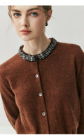 Cashmere Cardigan – Elegant Heavy-Craft Collar Knit Jacket for Women - Sainiya Eco Wear