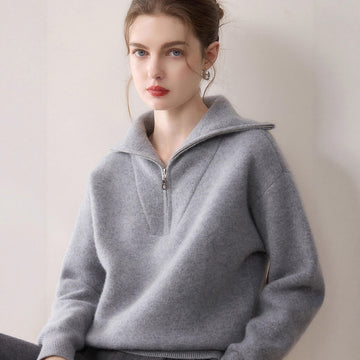 Women’s Pure Cashmere Half-Zip Polo Sweater