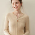 Cashmere Cardigan – 100% Pure Cashmere Double-Zip Slim Knit Jacket - Sainiya Eco Wear