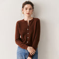 Cashmere Cardigan Women~100% Pure Cashmere Short Slim Fit Round Neck Sweater - Sainiya Eco Wear
