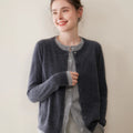SoftKnit — Women’s Round Neck Color-Block Faux Two-Piece Cashmere Cardigan - Sainiya Eco Wear