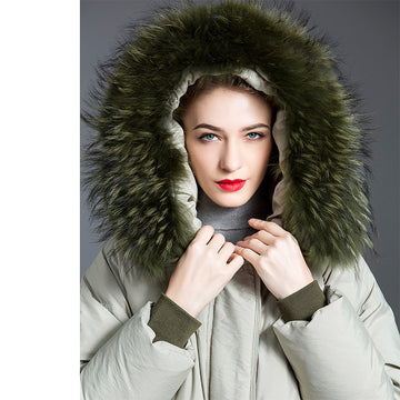 Women’s Down Jacket Mid-Length Coat – Thickened 90% White Duck Down, Warm Loose Cape-Style Winter Coat