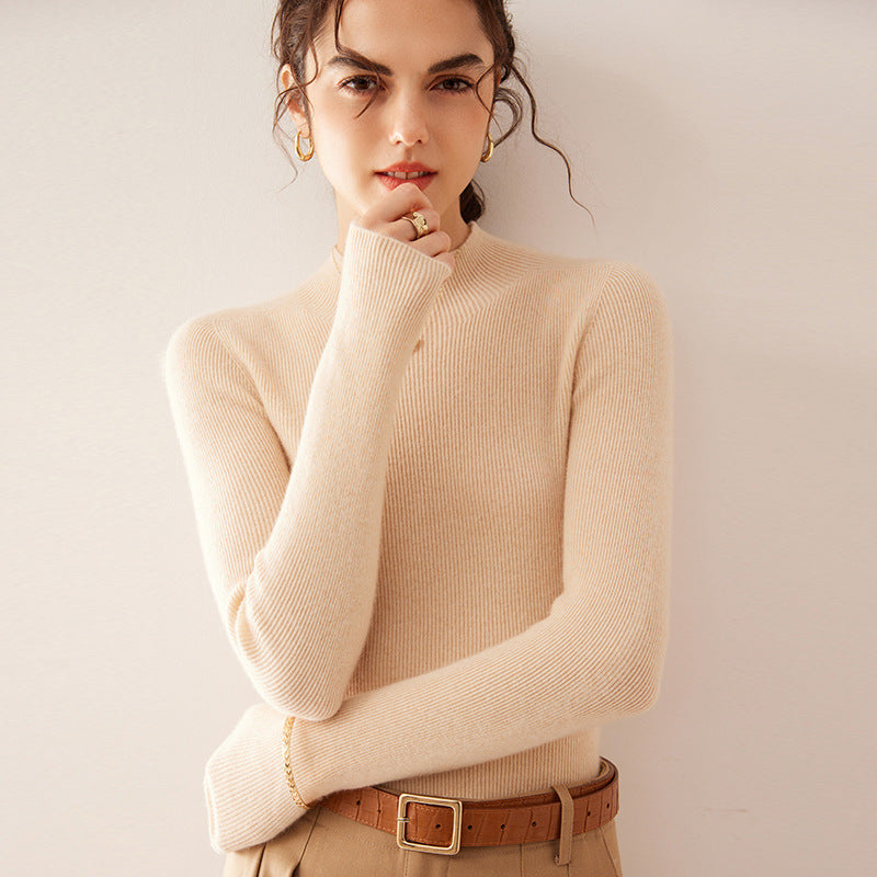 100% Pure Cashmere Slim Half Turtleneck Sweater - Luxury Mountain Cashmere