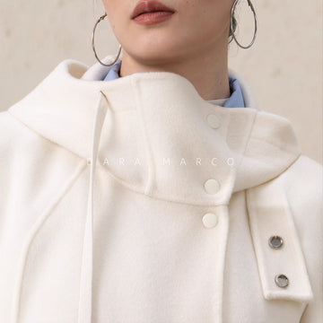 Extra-Long Wool Coat with Hood – Luxury Double-Sided Cashmere Blend