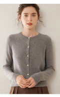 Cashmere Essential~Lightweight Pure Cashmere Round-Neck Slim Cardigan Women - Sainiya Eco Wear