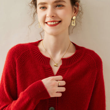 City Round Neck Cashmere Cardigan for Women