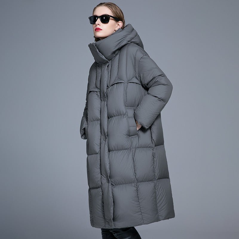 Long Hooded Down Jacket for Women | 90% Duck Down, Thick & Warm - Sainiya Eco Wear
