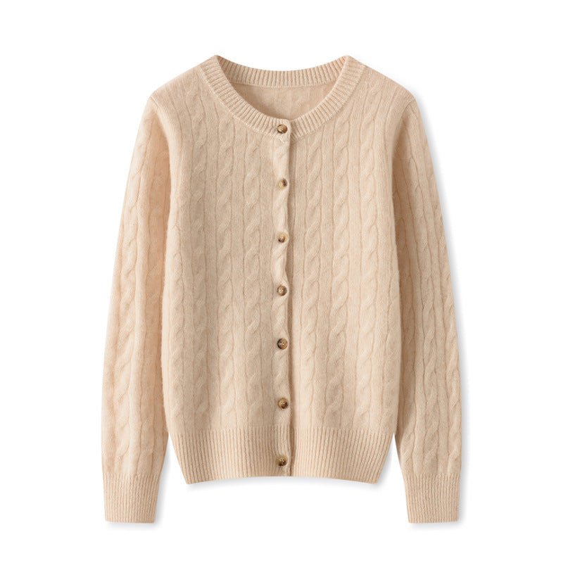 Cashmere Cardigan – 100% Pure Cashmere Thickened Cable Knit Sweater - Sainiya Eco Wear