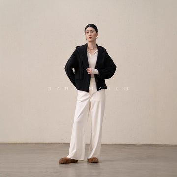 Double-Sided Cashmere Mulberry Silk Hooded Short Coat – Winter Fleece Jacket