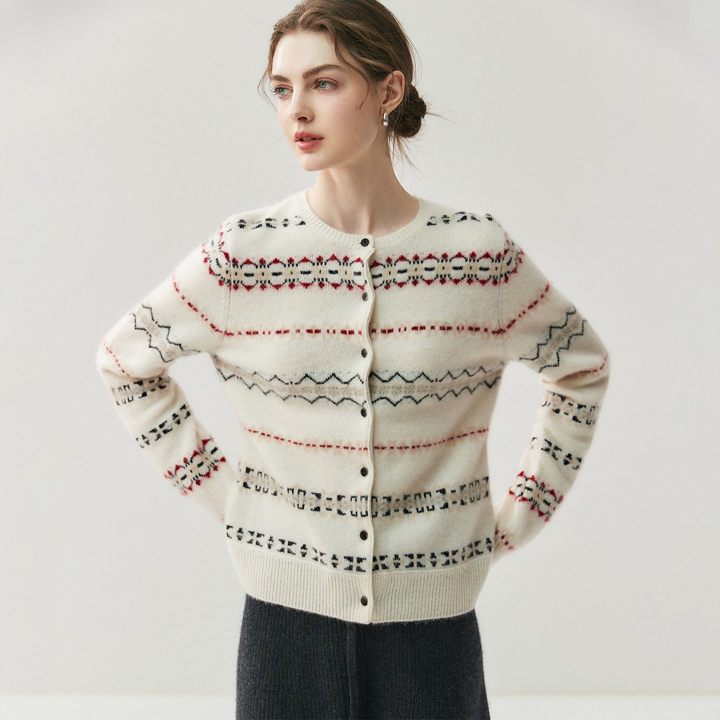 Fair Isle Cashmere Cardigan — Soft, Warm & Nordic-Inspired Knit - Sainiya Eco Wear