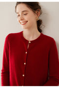 Cashmere Essential~Lightweight Pure Cashmere Round-Neck Slim Cardigan Women - Sainiya Eco Wear
