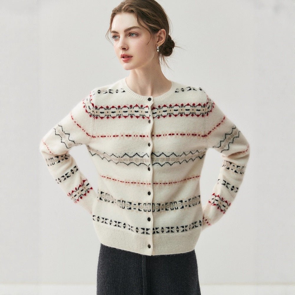 Fair Isle Cashmere Cardigan — Soft, Warm & Nordic-Inspired Knit - Sainiya Eco Wear