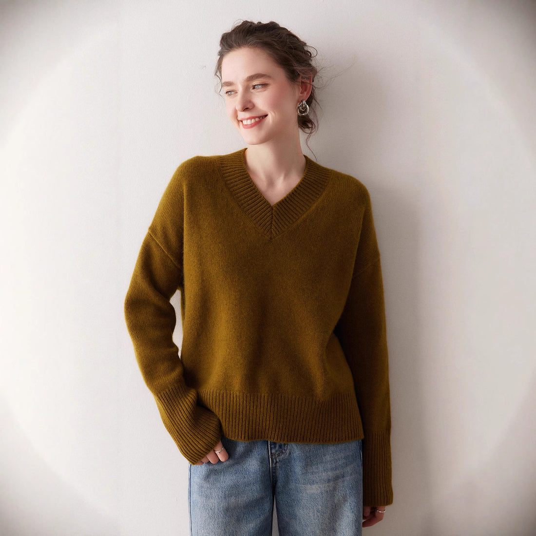 Cashmere Oversized Lazy V-Neck – Effortless Cozy Perfection