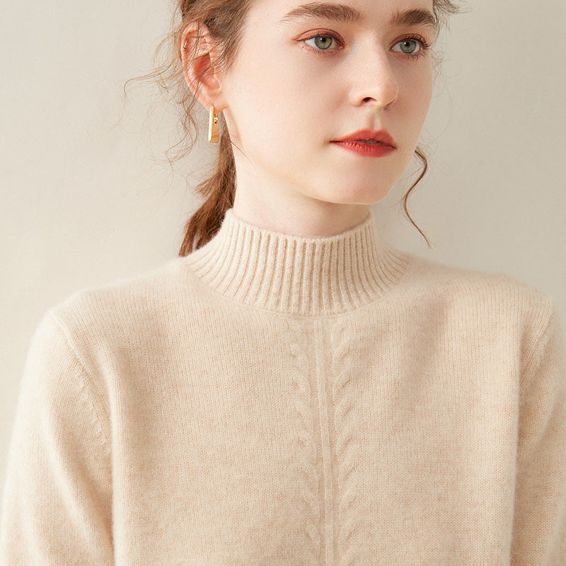 100% Pure Cashmere Thick Half Turtleneck Sweater - Oversized Warm Luxury