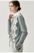 Cashmere Cardigan – 100% Pure Cashmere British Diamond Knit Sweater - Sainiya Eco Wear