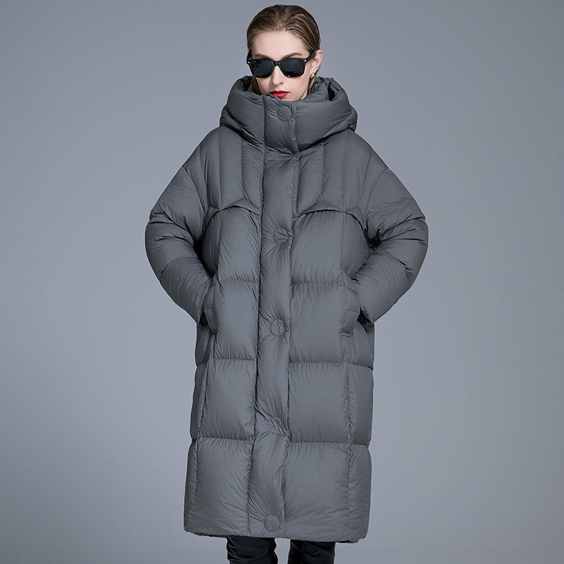 Long Hooded Down Jacket for Women | 90% Duck Down, Thick & Warm - Sainiya Eco Wear