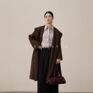 Luxury Lapel Coat – French-Style Double-Sided Cashmere Long Jacket