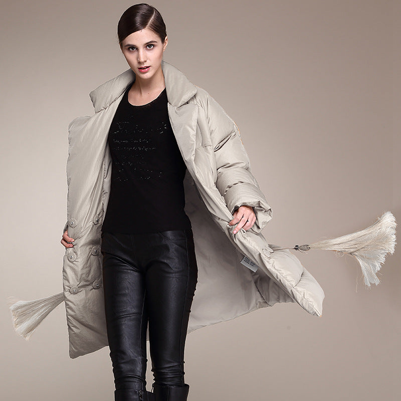 Down Jacket Women's Mid-Length Coat – Thickened 90% White Duck Down Winter Style