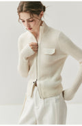 Cashmere Zipper Cardigan – Slim Warm Pure Cashmere Knit Jacket - Sainiya Eco Wear