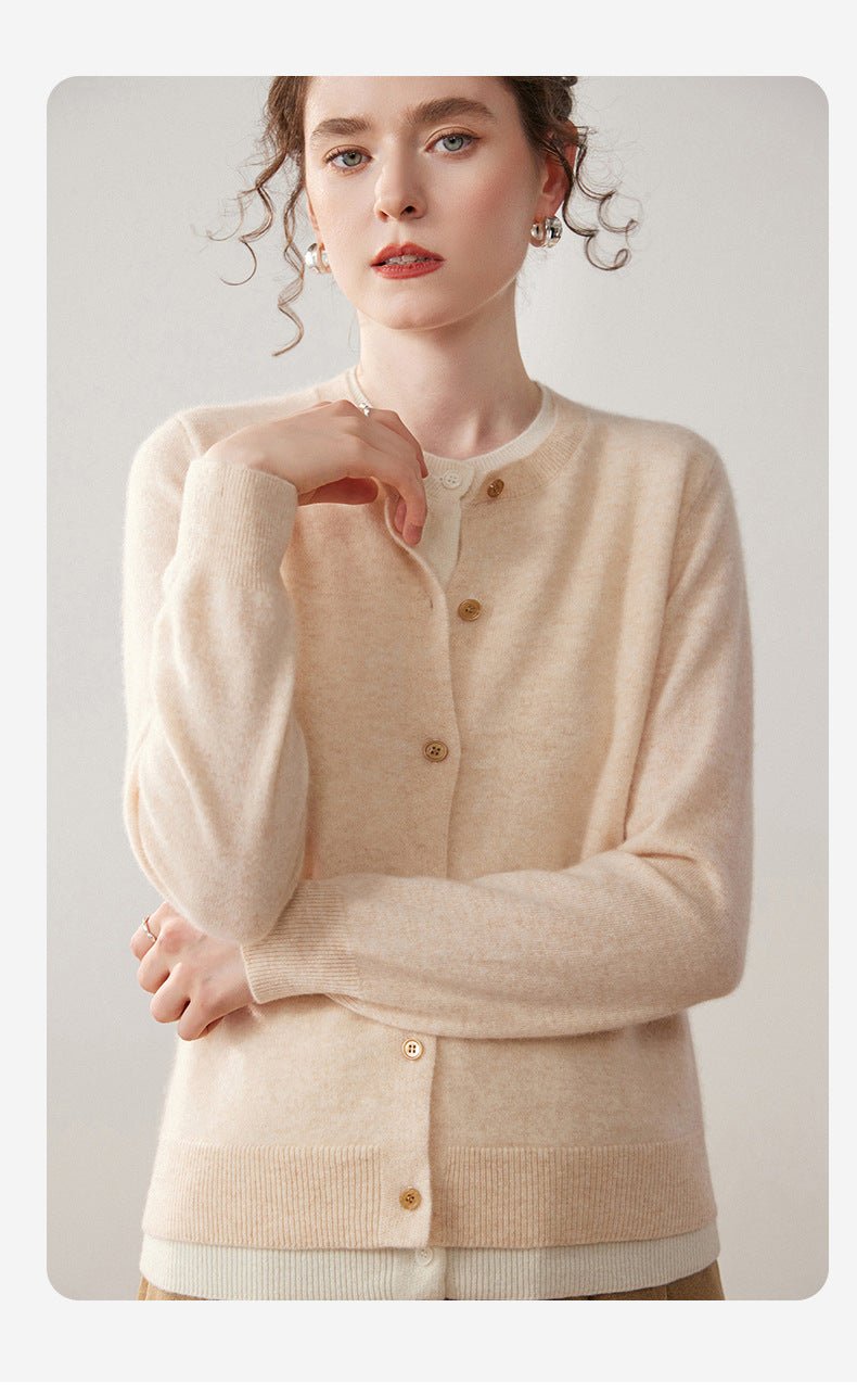 CashmereSoft — Women’s 100% Pure Cashmere Faux Two-Piece Cardigan - Sainiya Eco Wear