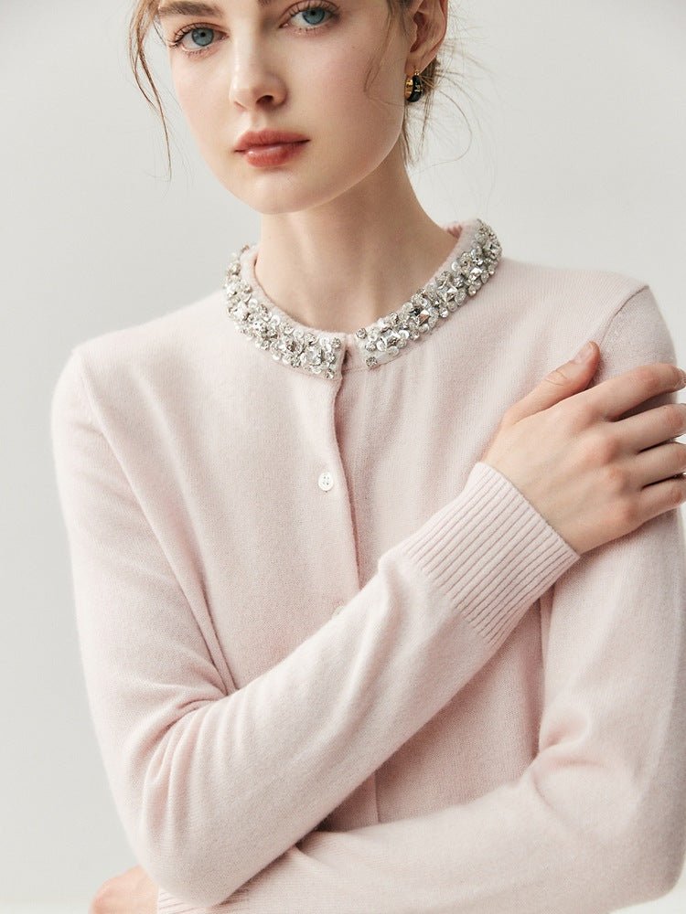 Cashmere Cardigan – Elegant Heavy-Craft Collar Knit Jacket for Women - Sainiya Eco Wear