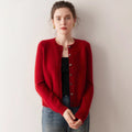 Cashmere Cardigan Women~100% Pure Cashmere Short Slim Fit Round Neck Sweater - Sainiya Eco Wear