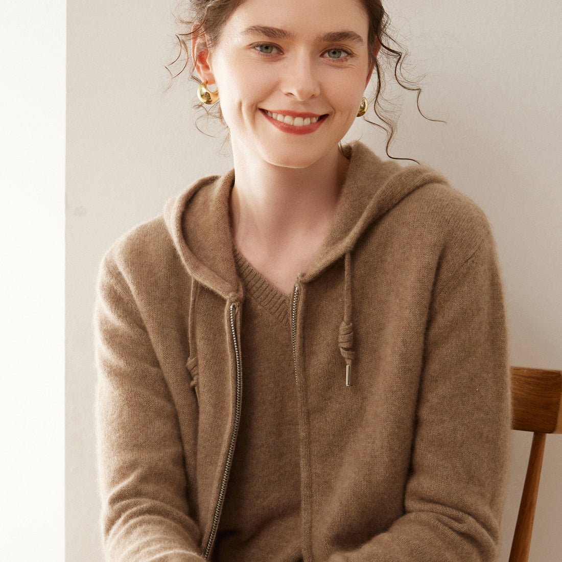 Cashmere Hoodie – Women’s 100% Pure Cashmere Zip-Up Cardigan
