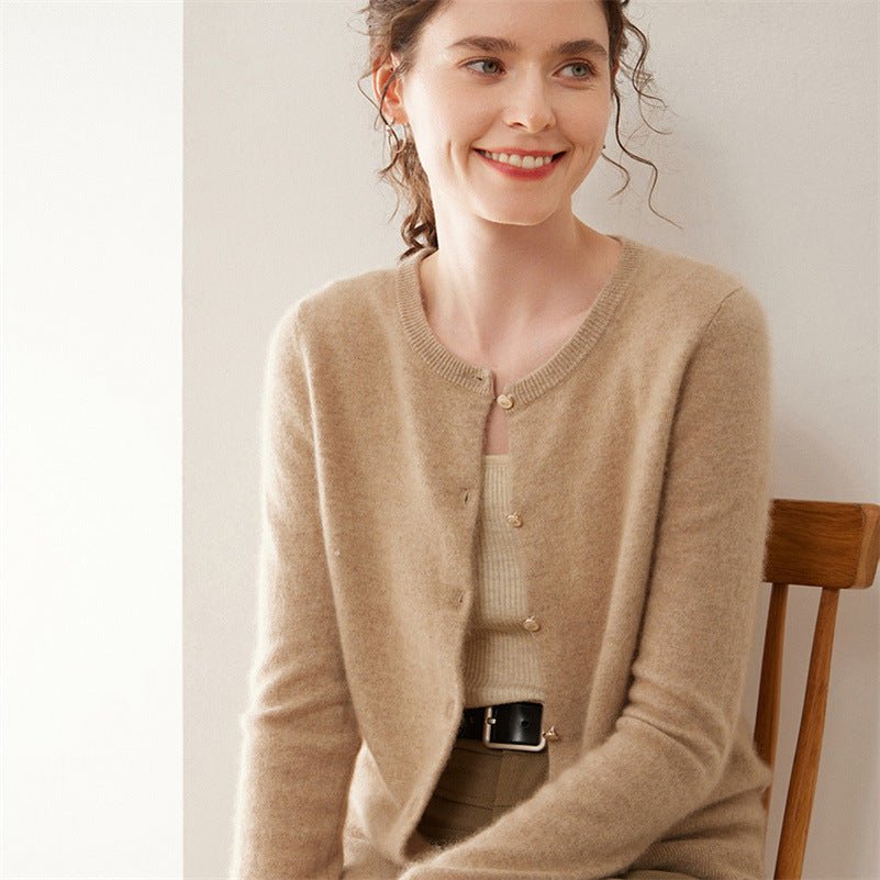 Cashmere Round-Neck Slim Cardigan