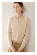 Cashmere Essential~Lightweight Pure Cashmere Round-Neck Slim Cardigan Women - Sainiya Eco Wear