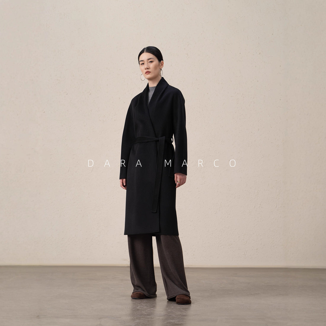 Luxury Cashmere Coat — Relaxed Double-Layer Collar Long Wool Coat for Women