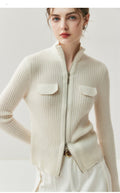 Cashmere Zipper Cardigan – Slim Warm Pure Cashmere Knit Jacket - Sainiya Eco Wear