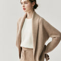 Lux Cashmere Coat~Belted Turn-Down Collar Soft Bathrobe Cardigan - Sainiya Eco Wear