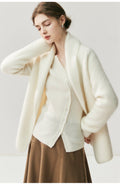 Lux Cashmere Coat~Belted Turn-Down Collar Soft Bathrobe Cardigan - Sainiya Eco Wear