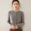 Cashmere Essential~Lightweight Pure Cashmere Round-Neck Slim Cardigan Women - Sainiya Eco Wear