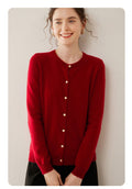 Cashmere Essential~Lightweight Pure Cashmere Round-Neck Slim Cardigan Women - Sainiya Eco Wear