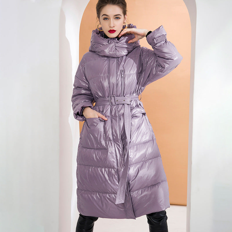 Glossy Down Jacket, 90% Duck Down, Long Oversized Puffer, Luxury Winter Coat
