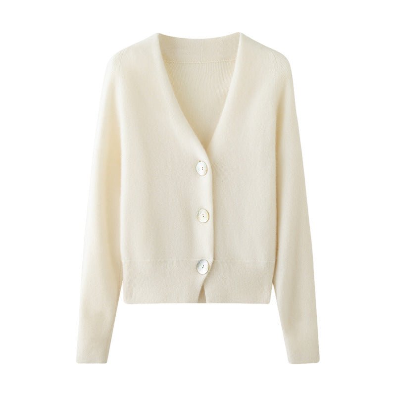 Cashmere Cardigan – Pure Cashmere V-Neck Shell Button Knit Sweater - Sainiya Eco Wear