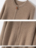 Cashmere Cardigan – Slim Stripe Pure Cashmere Knit Jacket for Women - Sainiya Eco Wear