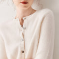 Cashmere Cardigan Women~100% Pure Cashmere Short Slim Fit Round Neck Sweater - Sainiya Eco Wear