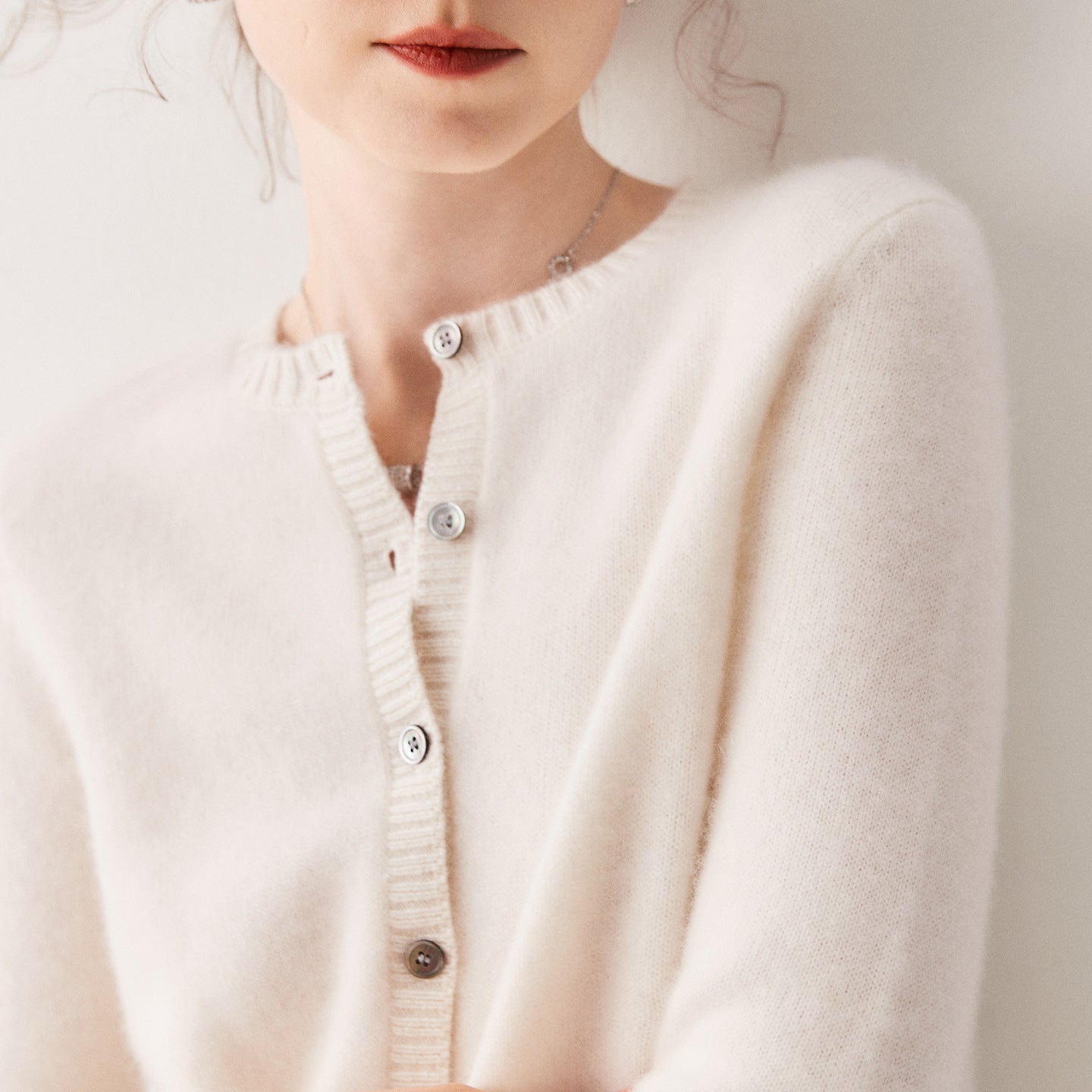 Cashmere Cardigan Women~100% Pure Cashmere Short Slim Fit Round Neck Sweater - Sainiya Eco Wear