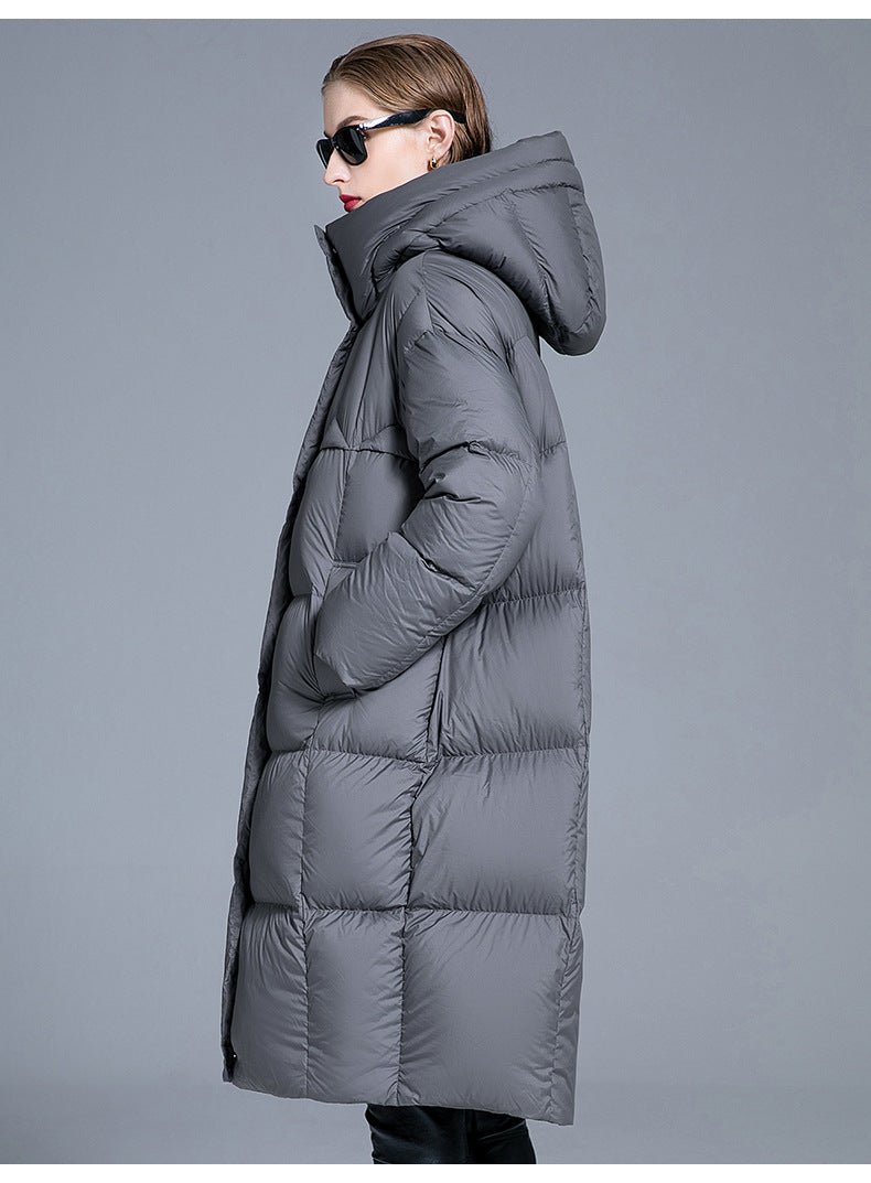 Long Hooded Down Jacket for Women | 90% Duck Down, Thick & Warm - Sainiya Eco Wear