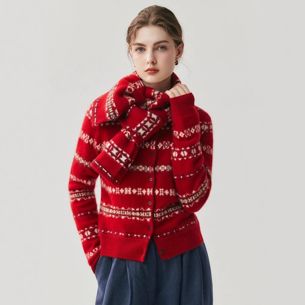 Fair Isle Cashmere Cardigan — Soft, Warm & Nordic-Inspired Knit - Sainiya Eco Wear
